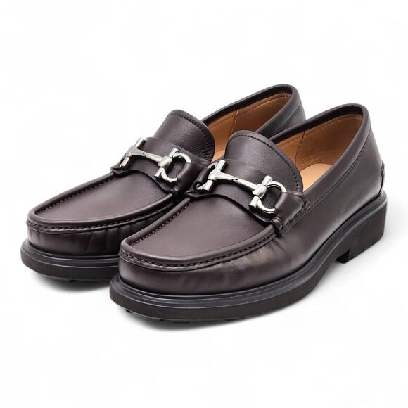 Salvatore Ferragamo Glasgow Calfskin Leather Loafers Brown $950 main image 10